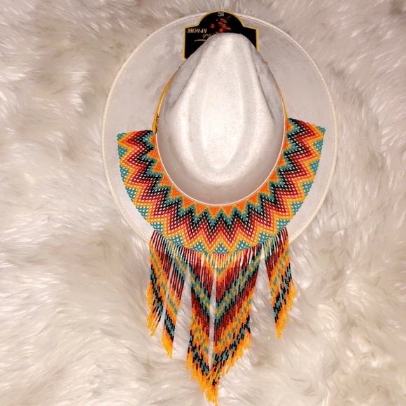 CUSTOM HAND BEADED Suede Western Brim Hat